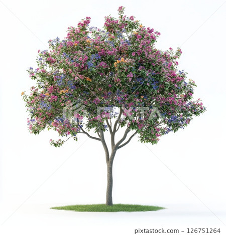 Colorful Flowering Short Bush Tree with Vibrant Blossoms 126751264
