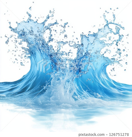 High Close-Up View of Ocean Waves Splashing with Powerful Motion 126751278
