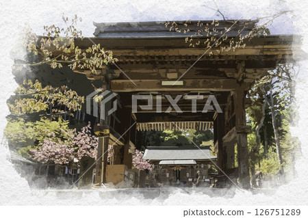 兵庫縣養父市養父神社隨神門的水彩畫 126751289