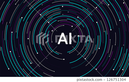 Artificial intelligence circuit line style. Machine learning design. Smart network digital technology. AI. Vector illustration 126751304