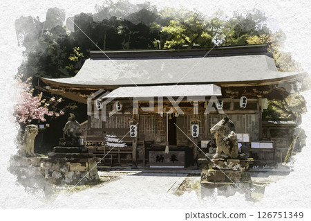 水彩風格,養父神社,拜殿,兵庫縣養父市 水彩風格,養父神社,拜殿,兵庫縣養父市 126751349
