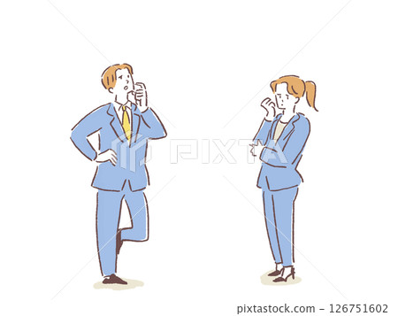 A man and a woman in a suit with a troubled expression 126751602