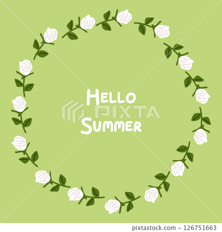 White Rose Wreath Summer Frame 126751663