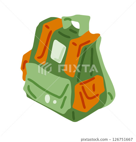 Cartoon Green Travel Backpack Icon 126751667