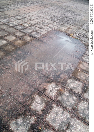 Puddle of a sidewalk 126751698