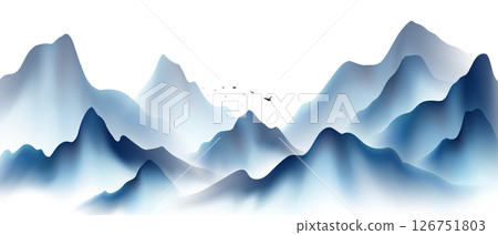 Modern design vector illustration of beautiful Chinese ink landscape painting. 126751803