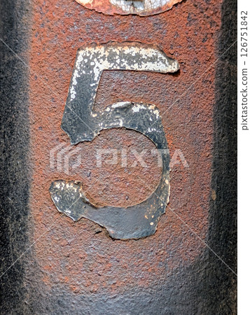 Written Wording in Distressed State Typography Found Ransom Number 5 Five Written Wording in Distressed State Typography Found Ransom Number 5 Five 126751842