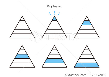Illustration of a pyramid with colored levels - lines only 126752092