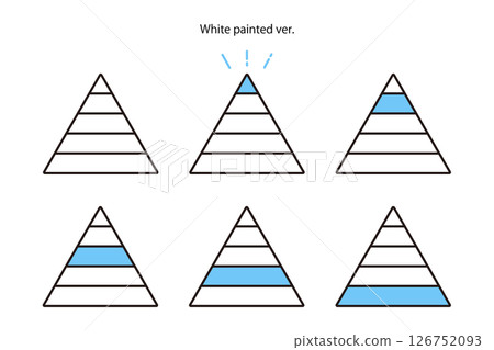 金字塔的插圖,每個層級以白色填充 金字塔的插圖,每個層級以白色填充 126752093