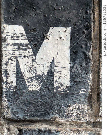 Written Wording in Distressed State Typography Found Ransom Letter M Written Wording in Distressed State Typography Found Ransom Letter M 126752525