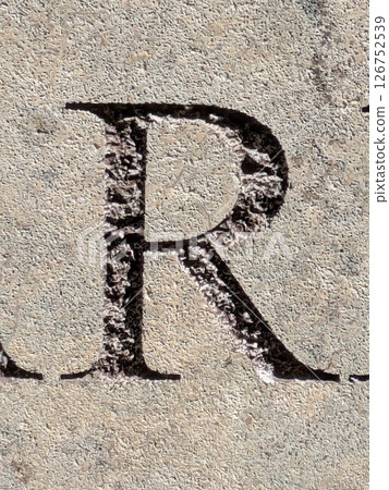 Written Wording in Distressed State Typography Found Ransom Letter R 126752539