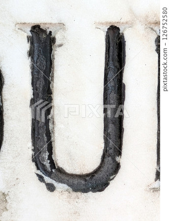 Written Wording in Distressed State Typography Found Ransom Letter U 126752580