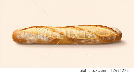 Freshly baked baguette resting on a warm background 126752793
