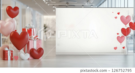 Romantic Celebration Decor Featuring Vibrant Balloons, Thoughtful Gifts, and More 126752795