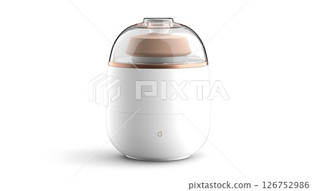 A white and gold device with a clear lid 126752986