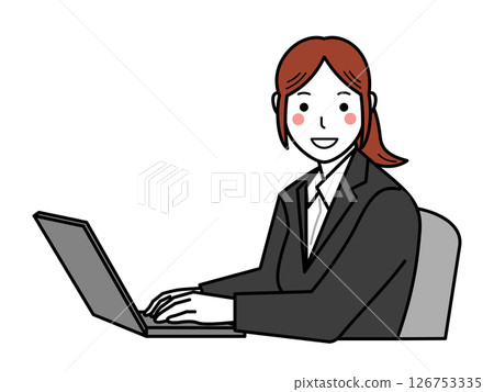 一名女子正在操作電腦，從側面看，她的臉朝前方。第 2 部分 126753335