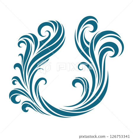 Decorative water swirl element in vector style 126753341