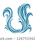 Symmetrical vertical water swirl in vector style 126753342