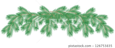 Hand Drawn Pine Twigs Creativity top garland without decorations Winter Holidays decor Template idea 126753835