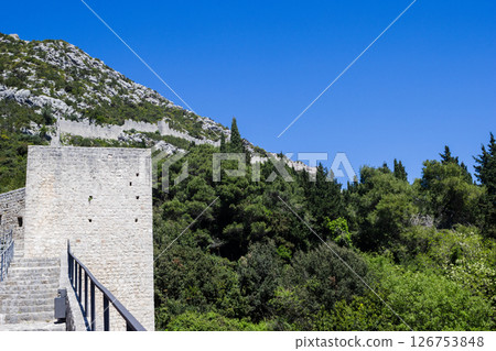 Medieval walls in Ston, Croatia.Exotic destinations Medieval walls in Ston, Croatia.Exotic destinations 126753848