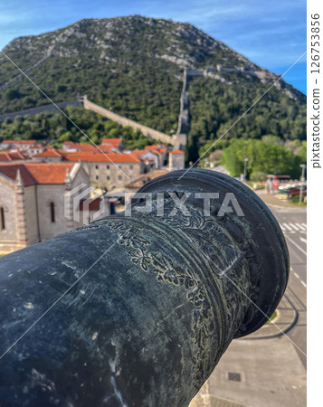 Old defensive fortifications and medieval castles in Ston, Croatia. Old defensive fortifications and medieval castles in Ston, Croatia. 126753856