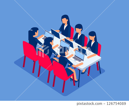Conference Table. Isometric vector concept 126754089