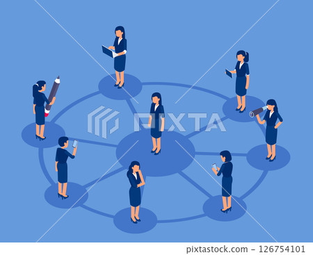 Social Contacts. Vector isometric concept Social Contacts. Vector isometric concept 126754101