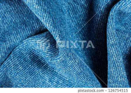 Abstract Textile Landscape in Crumpled Blue Jean Fabric. Abstract Textile Landscape in Crumpled Blue Jean Fabric. 126754515