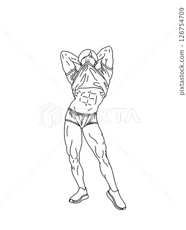 穿著運動服的肌肉女孩 彩色版本 126754709