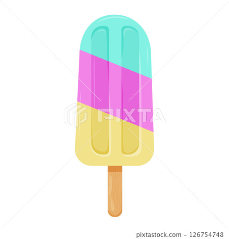 Colorful popsicle on a wooden stick perfect for summer enjoyment 126754748