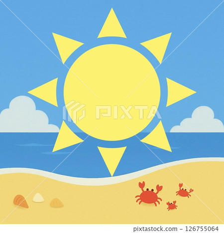 Summer beach with sun and blue sky (for summer banner) 126755064