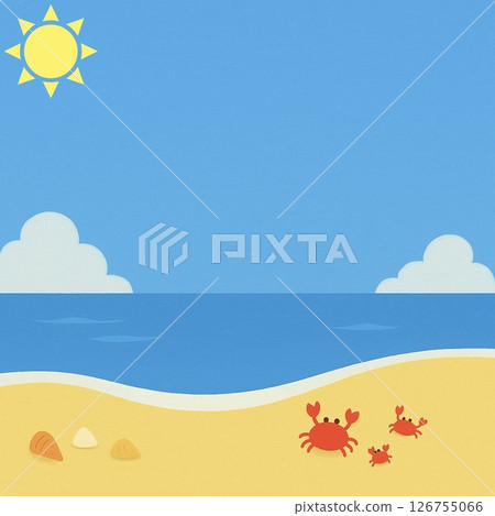 Summer beach with sun and blue sky (for summer banner) 126755066