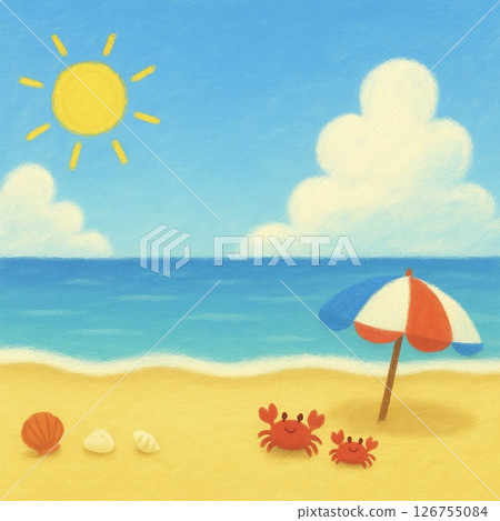 夏日海灘，陽光和藍天（夏季橫幅） 126755084