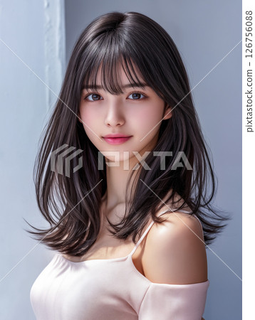 [髮型範本] 女性剪髮模特兒髮型目錄中長髮美妝圖片 126756088