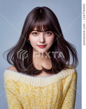 [髮型範本] 女性剪髮模特兒髮型目錄中長髮美妝圖片 126756092