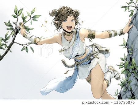 來玩耍的野牛仙子的插圖素材 來玩耍的野牛仙子的插圖素材 126756876