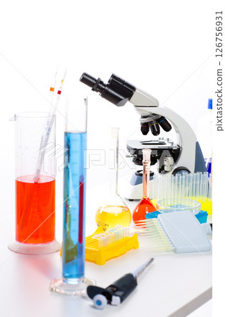 Chemical laboratory with microscope test tube flask Chemical laboratory with microscope test tube flask 126756931