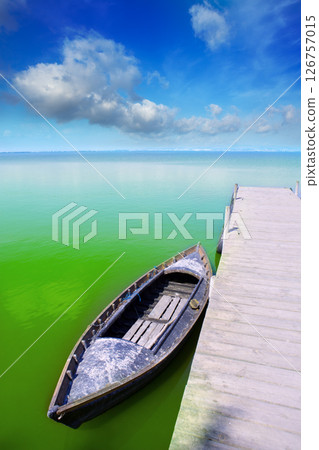 Albufera lake in Valencia El Saler under blue sky 126757015