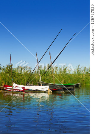 Albufera channel boats in el Palmar of Valencia 126757039