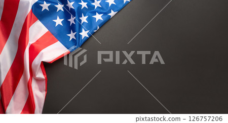 Black background with American flag. 126757206