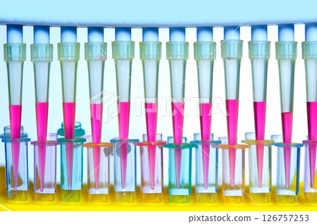 Chemical scientific laboratory multi channel pipette Chemical scientific laboratory multi channel pipette 126757253