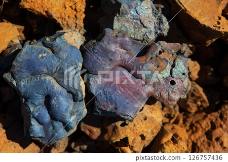 Colorful iron metal mineral texture surface macro 126757436