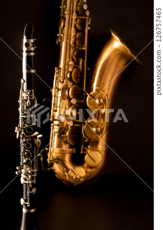 Classic music Sax tenor saxophone and clarinet in black 126757465