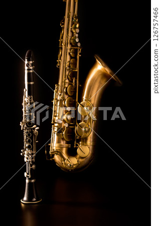 Classic music Sax tenor saxophone and clarinet in black 126757466