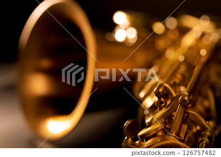 Tenor sax golden saxophone macro selective focus Tenor sax golden saxophone macro selective focus 126757482