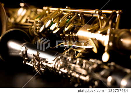 Classic music Sax tenor saxophone and clarinet in black 126757484