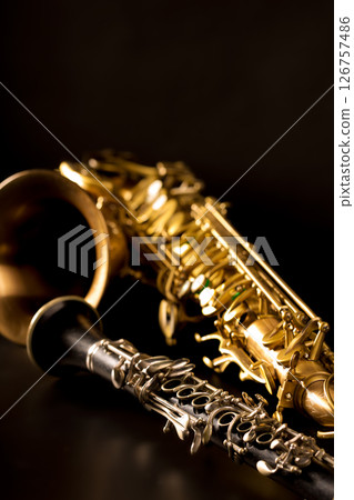 Classic music Sax tenor saxophone and clarinet in black 126757486