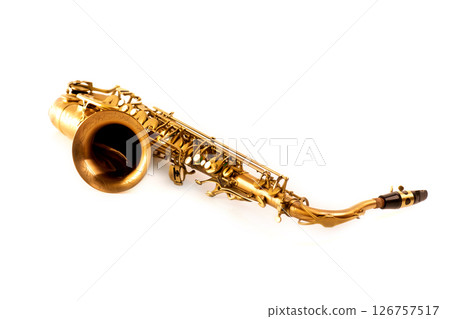 Tenor sax golden saxophone isolated on white 126757517