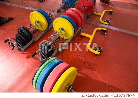 Crossfit fitness gym weight lifting bar equipment 126757674