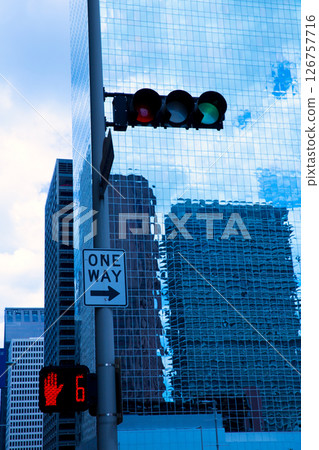 blue Houston Texas downtown mirror buildings 126757716